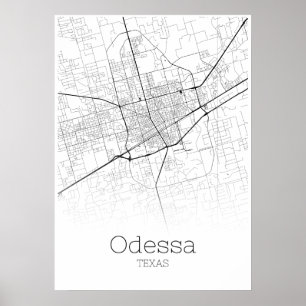 Odessa Map - Texas - City Map Poster