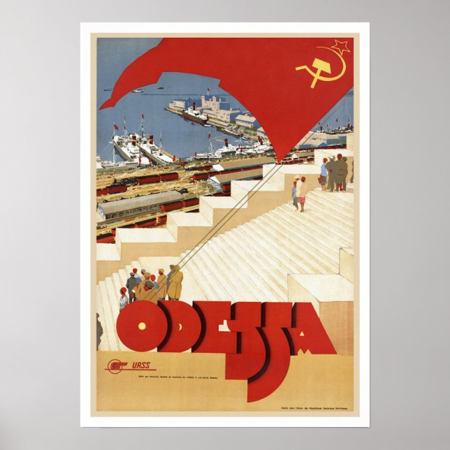 Odessa, Odesa, Ukraine - Vintage Travel Art Poster (Front)