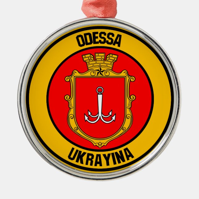 Odessa Round Emblem Metal Tree Decoration (Front)