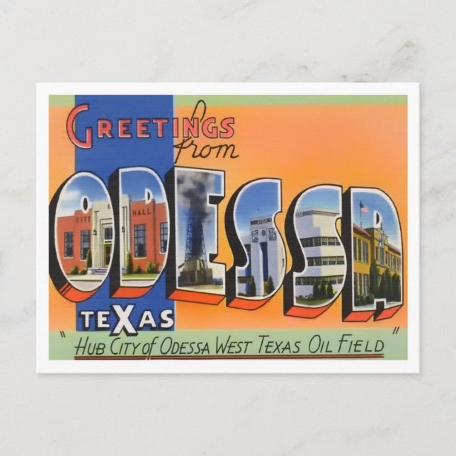 Odessa, Texas Big Letters Postcard (Front)