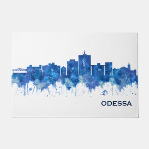 Odessa Texas Skyline Blue Doormat