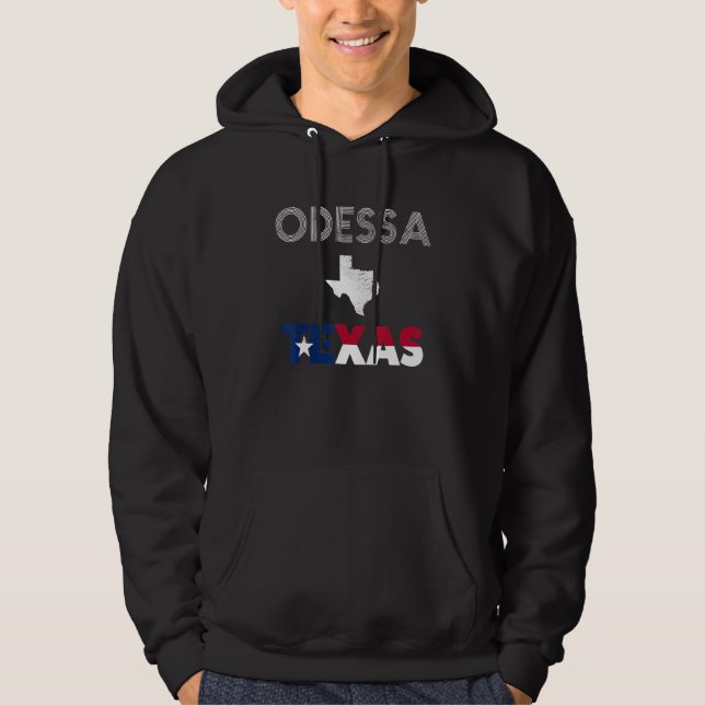 Odessa  TX Texas flag tourist native souvenir Hoodie (Front)