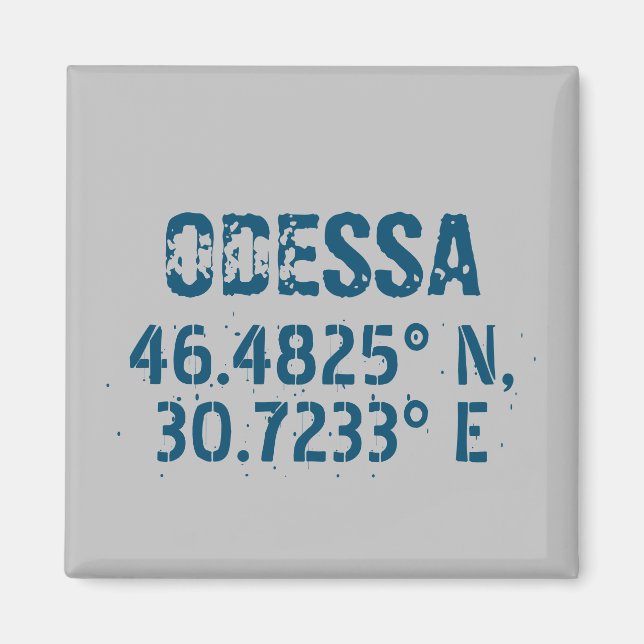Odessa Ukraine Latitude & Longitude Distressed  Magnet (Front)