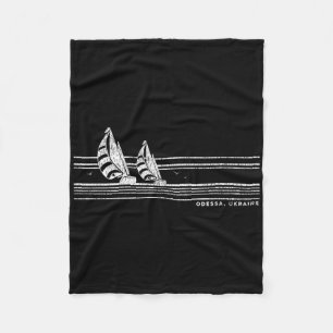 Odessa Ukraine Vintage Sailing 70s Nautical Sailbo Fleece Blanket