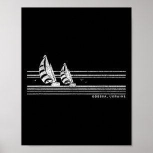Odessa Ukraine Vintage Sailing 70s Nautical Sailbo Poster