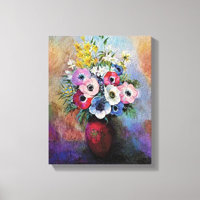 Odilon Redon Anemones - Fine Art Symbolism Canvas Print (Front)