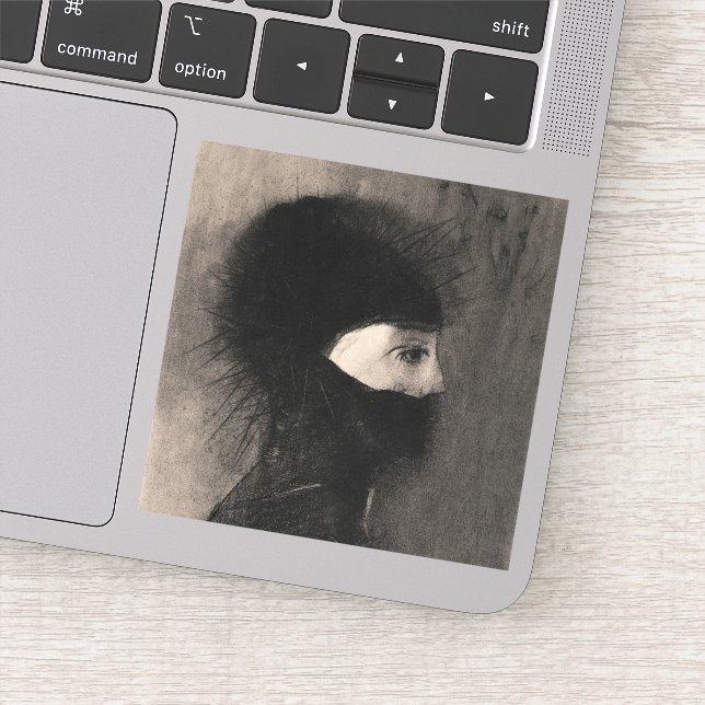 Odilon Redon Armour. Dark woman face Symbolism art (Detail)