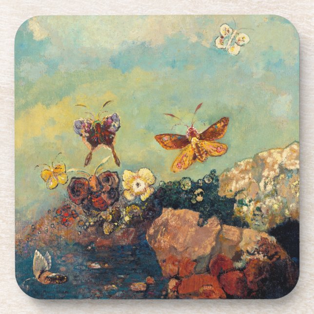 Odilon Redon Butterflies Vintage Symbolism Art Coaster (Front)