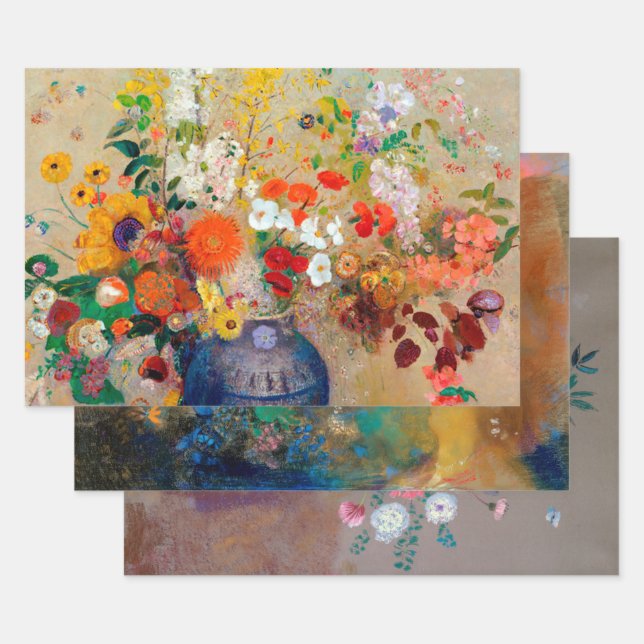 Odilon Redon, Floral Wrapping Paper Sheet (Set)