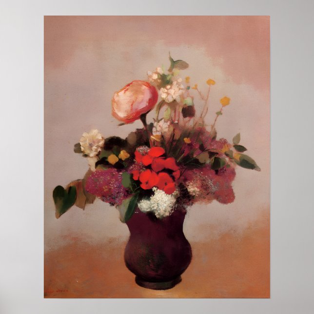 Odilon Redon - Flowers in a Brown Vase, Poster (Front)