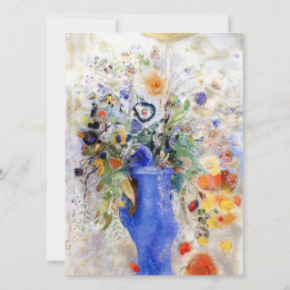 Odilon Redon - Large Bouquet in Pastel Blue Vase Card