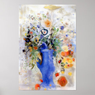 Odilon Redon - Large Bouquet in Pastel Blue Vase Poster