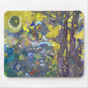 Odilon Redon Trees on a Yellow Background Mouse Mat