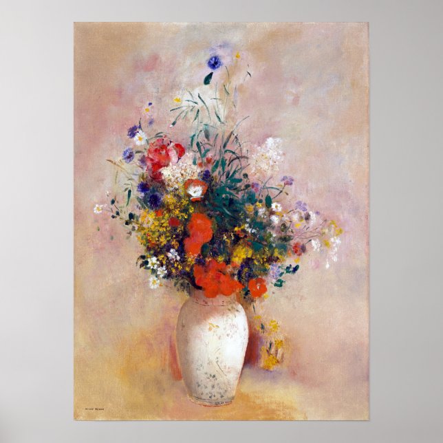 Odilon Redon Vase of Flowers (Pink Background) Poster (Front)
