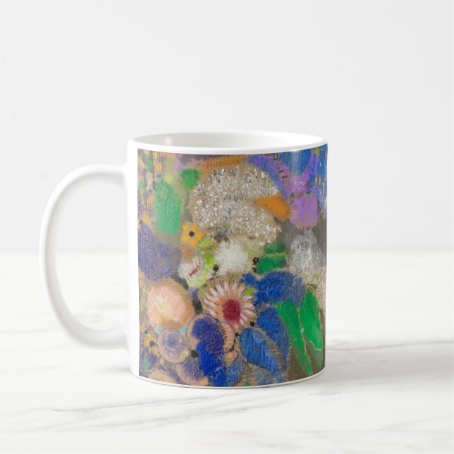 Odilon Redon's abstract flower background. Coffee Mug (Left)