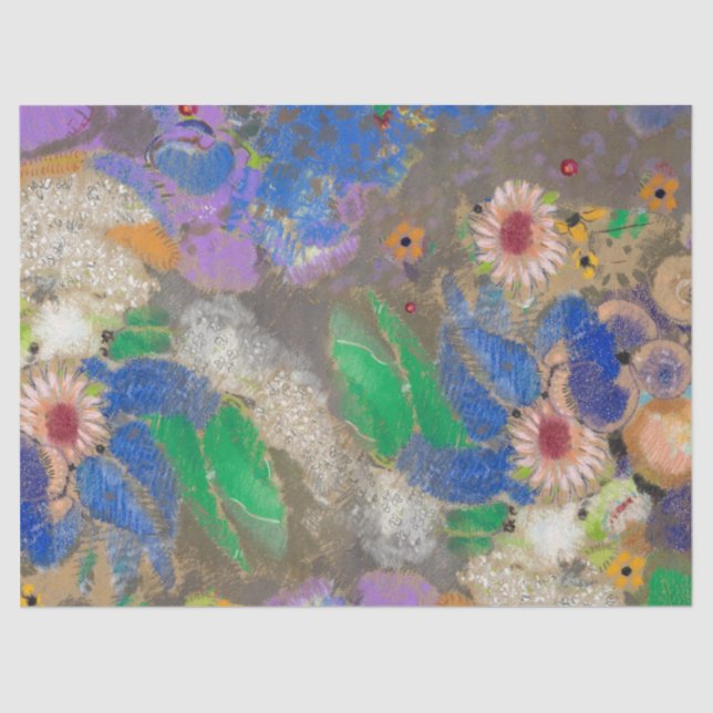 Odilon Redon's abstract flower background. Tissue Paper (Front)
