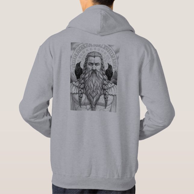 Odin Allfather Norse Mythology Sketch Art Hoodie (Back)