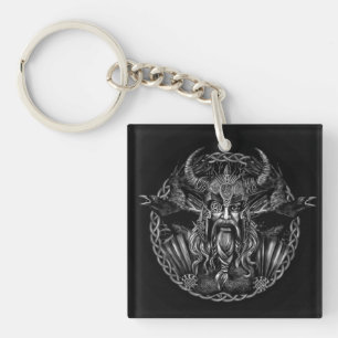 Odin and his ravens Huginn and Muninn Key Ring