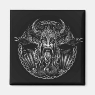 Odin and his ravens Huginn and Muninn Magnet