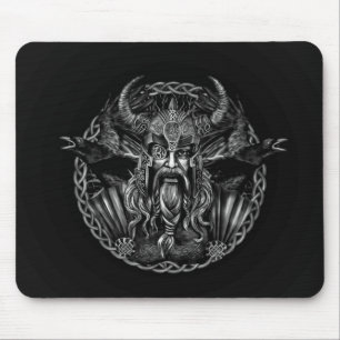 Odin and his ravens Huginn and Muninn Mouse Mat