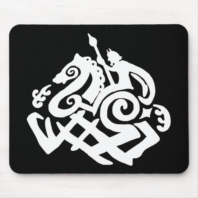 Odin and sleipnir Silhouette Mouse Mat (Front)
