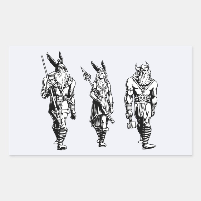 Odin, Freyja & Thor Rectangular Sticker (Front)