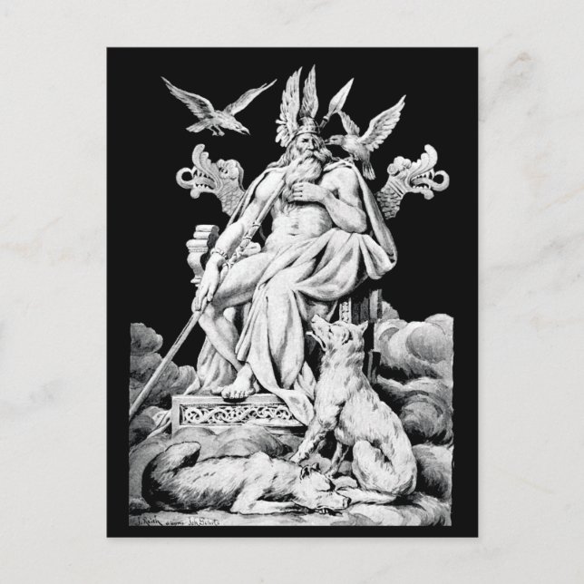 Odin, Norse mythology God, vintage illustration Postcard (Front)