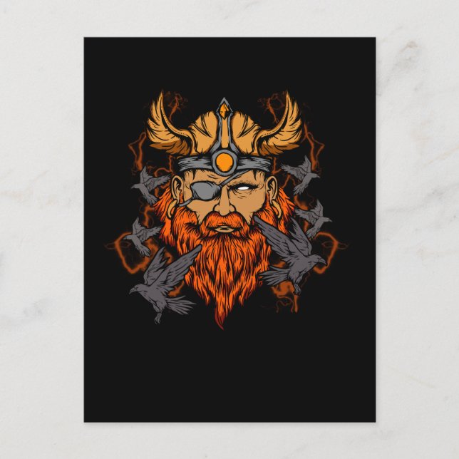 Odin Norse Mythology Viking God & Ravens Postcard (Front)