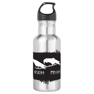 Odin Raven Crow Viking Mythology runes runic 532 Ml Water Bottle