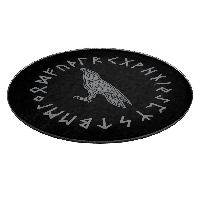 Odin Raven Crow Viking Mythology runes runic Cutting Board (Corner)