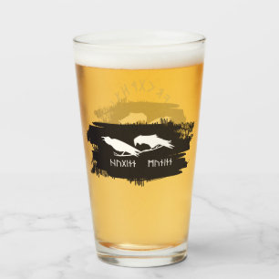Odin Raven Crow Viking Mythology runes runic Glass