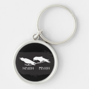 Odin Raven Crow Viking Mythology runes runic Key Ring