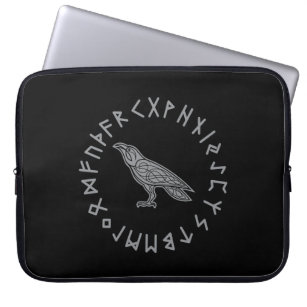 Odin Raven Crow Viking Mythology runes runic Laptop Sleeve