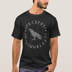 Odin Raven Crow Viking Mythology runes runic T-Shirt