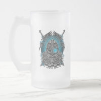 Odin Ravens and Swords Blue Luminous Eye Norse god