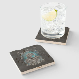 Odin Ravens and Swords Blue Luminous Eye Norse god Stone Coaster