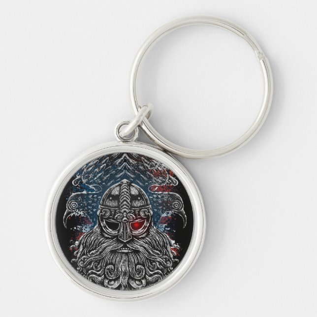 Odin ravens and swords Viking Mythology USA flag Key Ring (Front)
