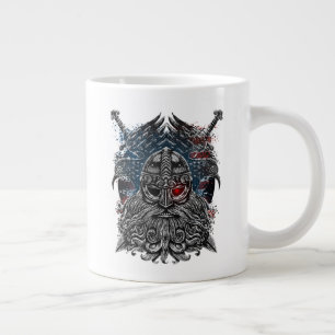 Odin ravens and swords Viking Mythology USA flag Large Coffee Mug