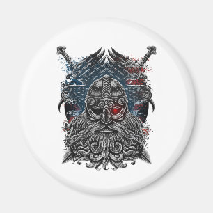 Odin ravens and swords Viking Mythology USA flag Magnet