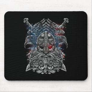 Odin ravens and swords Viking Mythology USA flag Mouse Mat