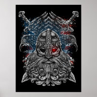 Odin ravens and swords Viking Mythology USA flag