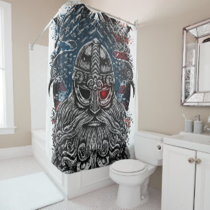 Odin ravens and swords Viking Mythology USA flag Shower Curtain