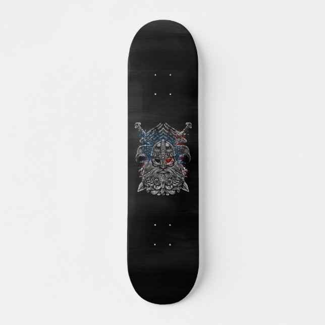Odin ravens and swords Viking Mythology USA flag Skateboard (Front)
