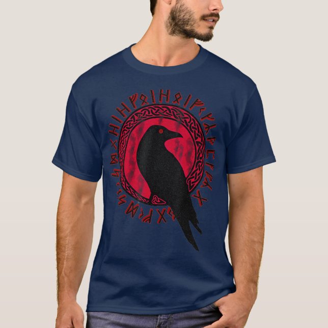 Odin Ravens Huginn  Muninn VEGVISIR T Vikings T-Shirt (Front)