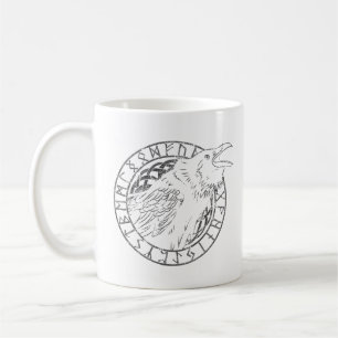 Odin Ravens Huginn Muninn Viking Runic Circle Coffee Mug