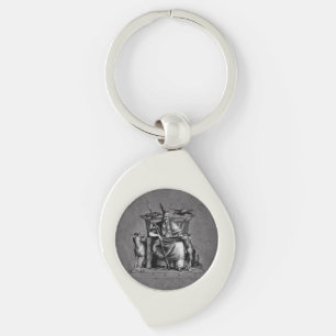 Odin ravens on his stone throne viking mythology key ring