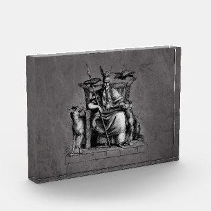 Odin ravens on his stone throne viking mythology photo block