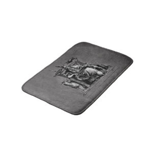 Odin Ravens on Stone Throne Viking Mythology Stone Bath Mat
