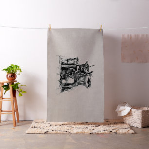 Odin Ravens on Stone Throne Viking Mythology Stone Fabric