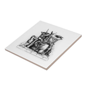 Odin Ravens on Stone Throne Viking Mythology Stone Tile